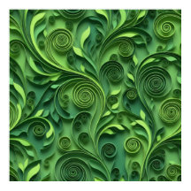 Green Quilling Digital Paper Pattern