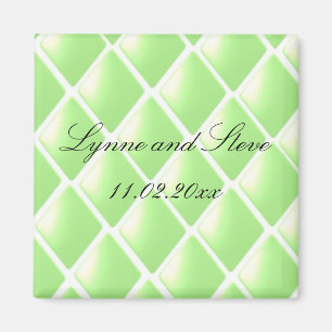 Green Quilted Diamond Save the Date Magnet