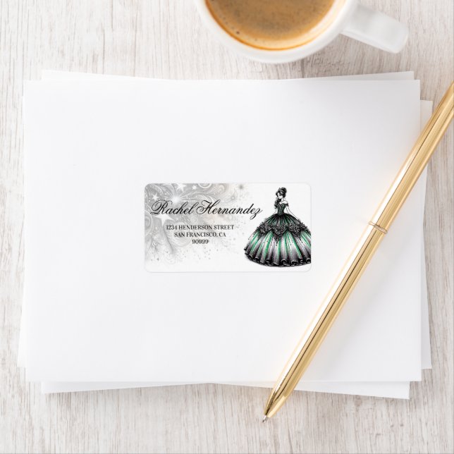 Green Quinceañera Girl Label (Insitu)