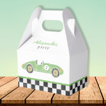 Green race car birthday favour box<br><div class="desc">Green watercolor vintage race car</div>