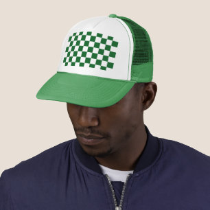 Green Racing Checkered Flag Display Customizable Trucker Hat