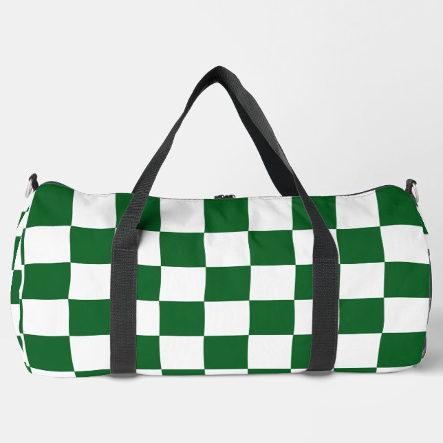 Green Racing Chequered Flag Display Customisable Duffle Bag (Front)