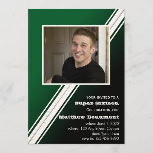 Green Racing Stripe Birthday Party Invitation