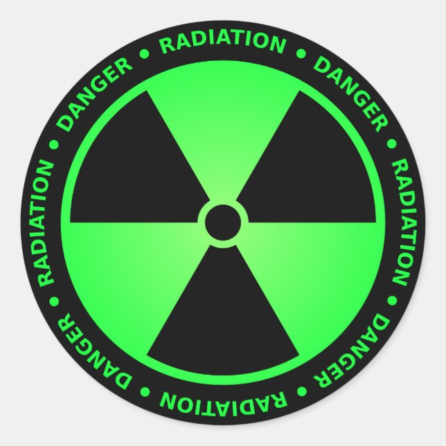 Green Radiation Warning Classic Round Sticker (Front)