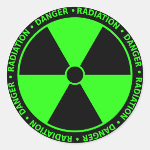 Green Radiation Warning Classic Round Sticker