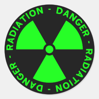 Green Radiation Warning Classic Round Sticker