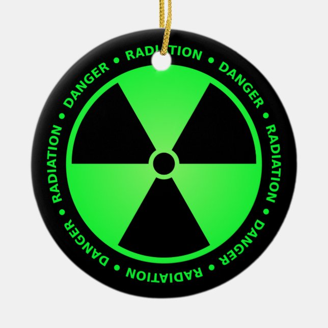 Green Radiation Warning Ornament (Front)