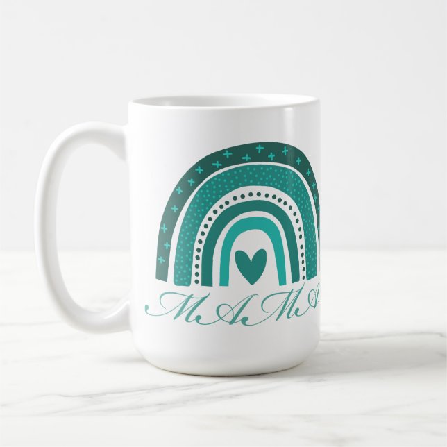 Green Rainbow and Mama text Coffee Mug (Left)
