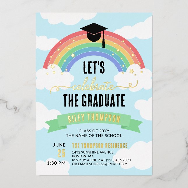 Green Rainbow Clouds Let's Celebrate the Graduate (Front)