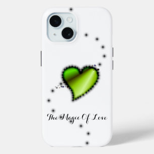 Green Rainbow Heart with Stars , The Magic Of Love iPhone 15 Case