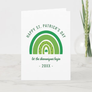 Green Rainbow Irish Shamrock Happy St Patricks Day Card