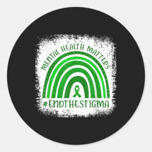 Green Rainbow Mental Health S Awareness Month  Classic Round Sticker