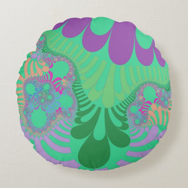 Green Rainbow Mod Round Cushion (Front)