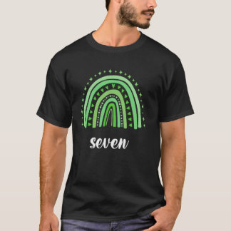 Green Rainbow Seven Year Old 7 Bday 7th Birthday T-Shirt