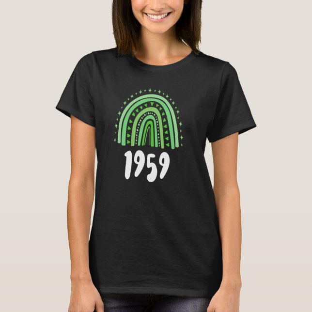 Green Rainbow Year Of Birth 1959 Birthday T-Shirt (Front)