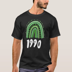 Green Rainbow Year Of Birth 1990 Birthday T-Shirt