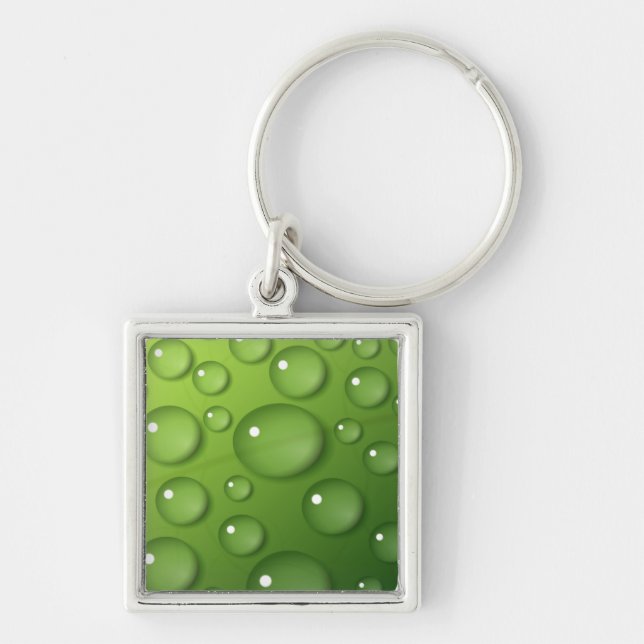 Green Raindrop Pattern Key Ring (Front)