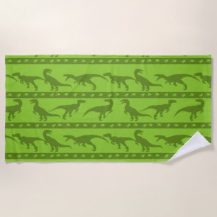 Green Raptor Pattern Beach Towel