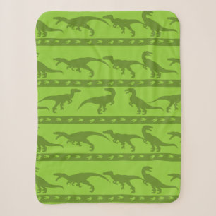Green Raptor Pattern Sherpa Blanket