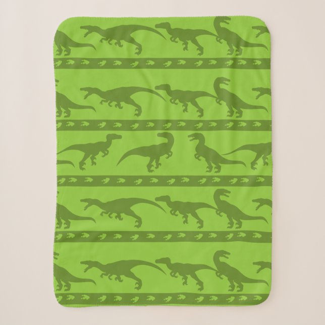 Green Raptor Pattern Sherpa Blanket (Front)