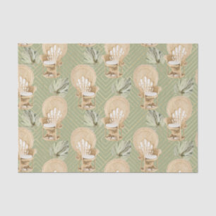 Green Rattan Chair and Palm Leaf Tissue Paper