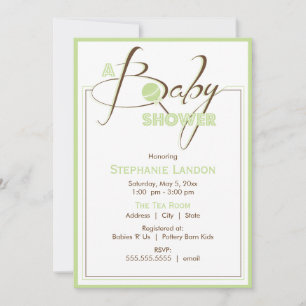 Green Rattle   Baby Shower Invitaton Invitation