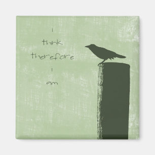 Green Raven Bird Think Quote Magnet