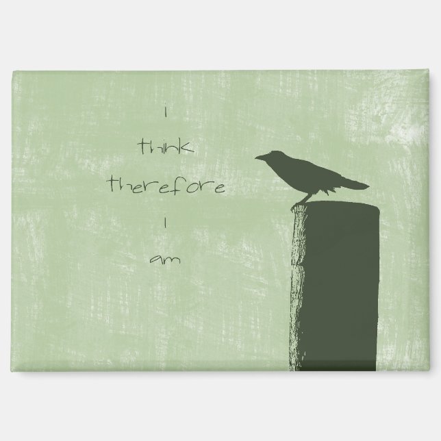 Green Raven Bird Think Quote Magnet (Front)