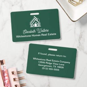 Green Real Estate Company House Custom Realtor ID Badge