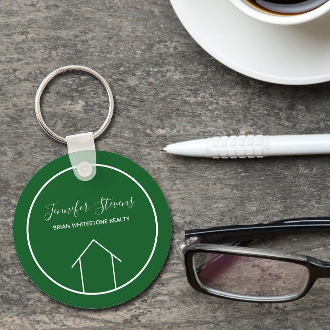Green Real Estate Company Modern Custom Realtor Key Ring (Creator Uploaded)