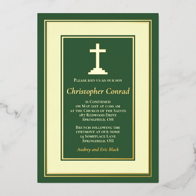 Green Real Gold Foil Catholic Confirmation (Front)