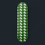 Green Record Player Houndstooth Skateboard<br><div class="desc">This Green Record Player Houndstooth Skateboard takes two classics and brings them together. The mid century modern, minimalist art design features a repeating, cartoon drawing of a bright green, portable record player. The images are places in a such a way that a kitschy houndstooth pattern is formed. Whether you are...</div>