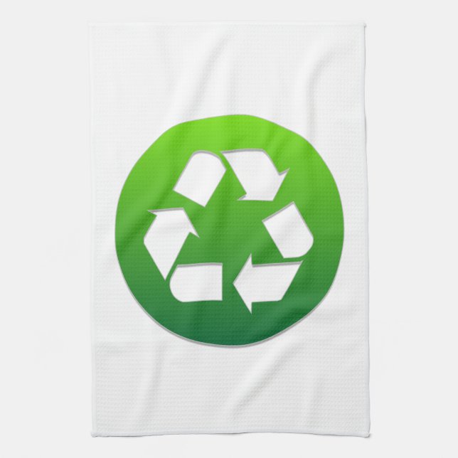 Green Recycle Sign Tea Towel (Vertical)