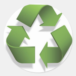 green recycle symbol classic round sticker