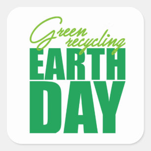 Green Recycling Earth Day Square Sticker