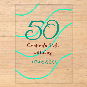 Green red 50 birthday anniversary add name date p acrylic invitations