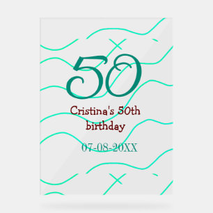 Green red 50 birthday anniversary add name date p acrylic sign