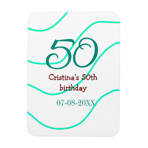Green red 50 birthday anniversary add name date p magnet