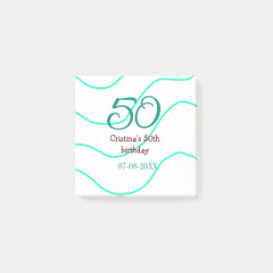 Green red 50 birthday anniversary add name date p post-it notes