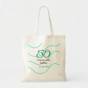 Green red 50 birthday anniversary add name date p tote bag