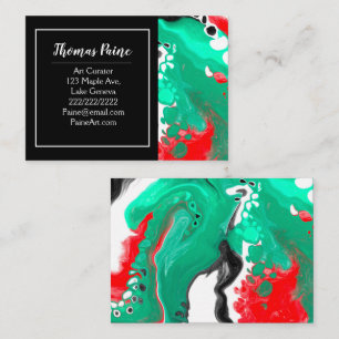 Green, Red and Black Marble Sharp Business Card