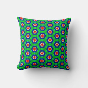 Green, Red and Blue Star Pattern Pillow
