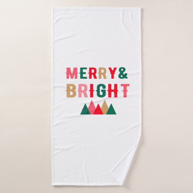 Green Red and Brown Bold Typography Bath Towel (Bath Towel)