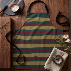 Green Red And Gold Christmas Candied Striped Apron