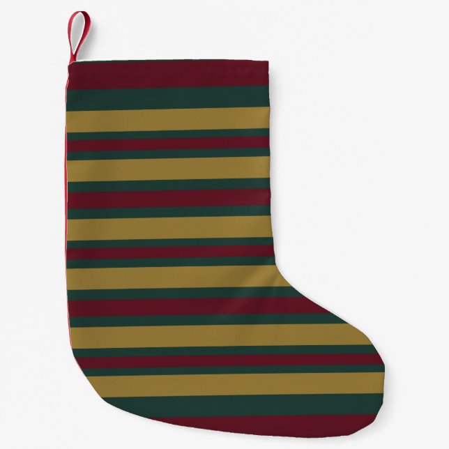 Green Red And Gold Christmas Candied Striped Small Christmas Stocking (Front)