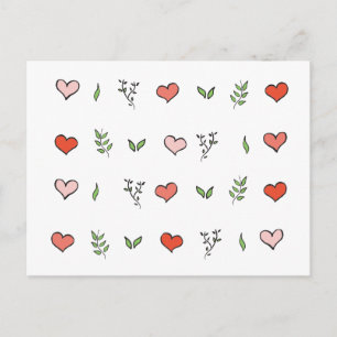 Green Red and Pink Botanical Heart Cards