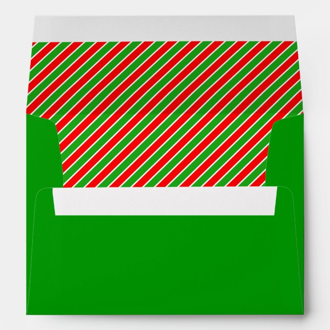 Green Red and White Christmas Stripes Envelope (Back (Bottom))