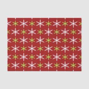 Green, red and white snowflakes pattern tissue paper