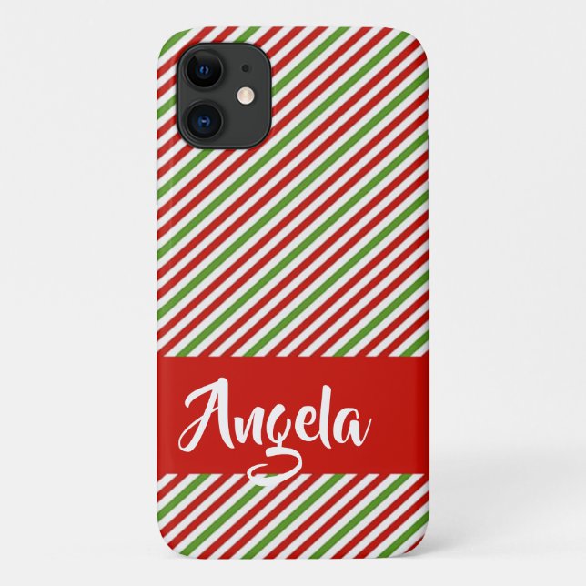 Green, red and white stripes Case-Mate iPhone case (Back)