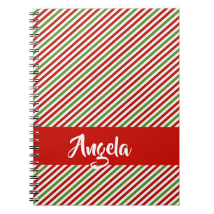 Green, red and white stripes notebook
